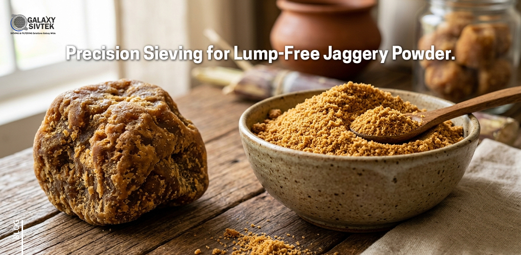 Precision Sieving for Lump-Free Jaggery Powder.